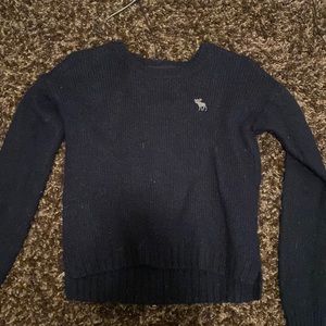 navy blue woven long sleeve sweater